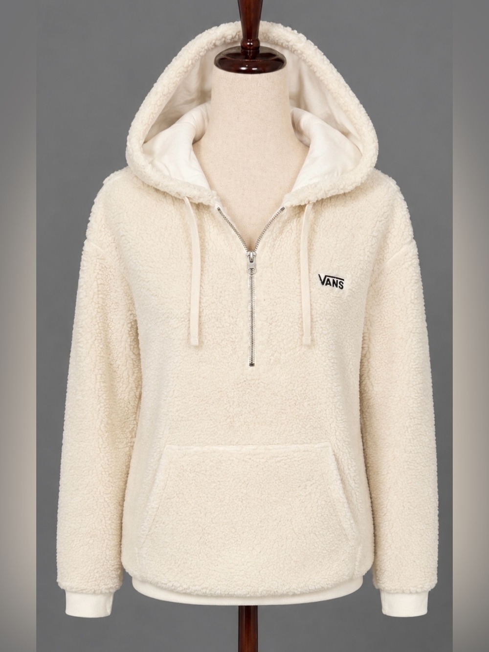 Vans Cream Sherpa Half-Zip Pullover Hoodie-S